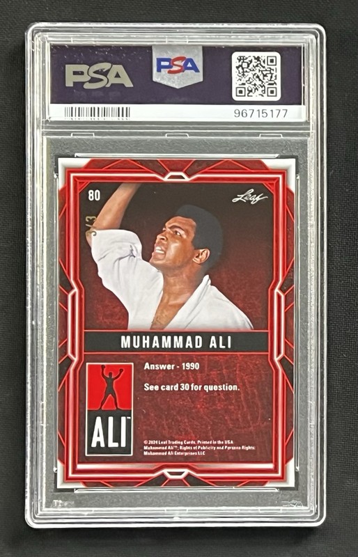 2024 Leaf Muhammad Ali Legacy Collection #80 Dark Blue Prismatic PSA 10  3/3 view 2