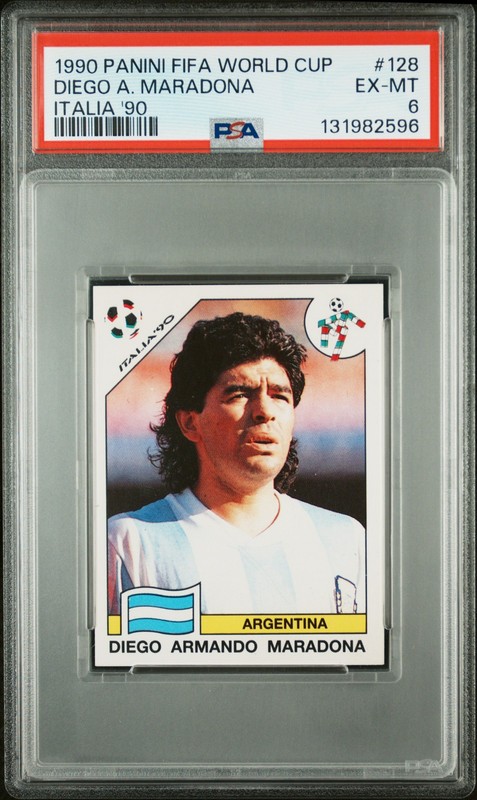 1990 PANINI FIFA WORLD CUP ITALIA #128 DIEGO ARMANDO MARADONA PSA 6