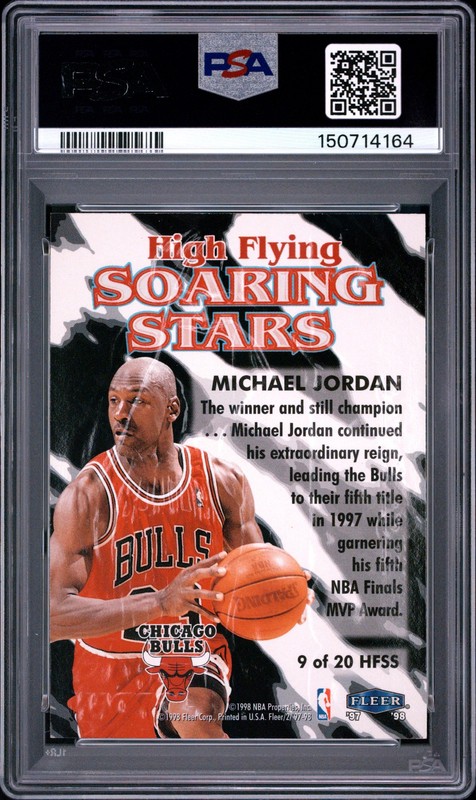 1997 FLEER SOARING STARS HIGH FLYING #9 MICHAEL JORDAN PSA 9 view 2