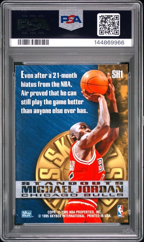 1995 SKYBOX PREMIUM STANDOUTS HOBBY #SH1 MICHAEL JORDAN PSA 8 view 2