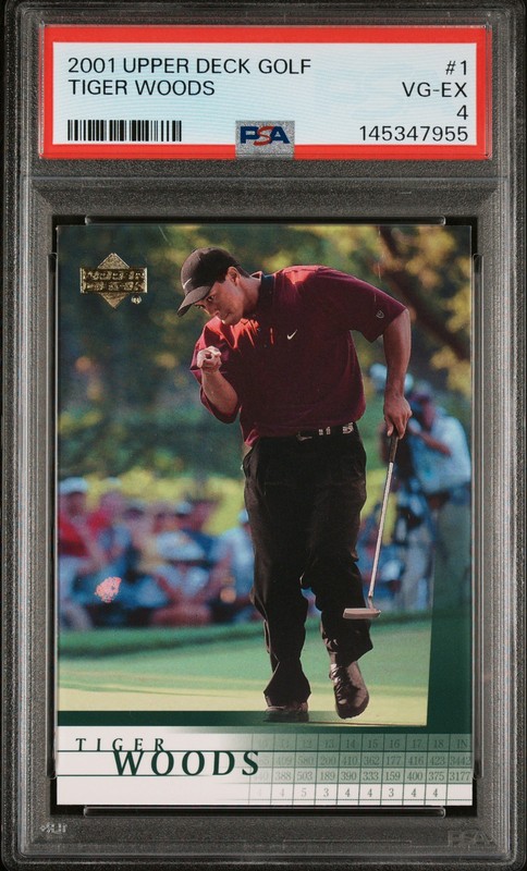 2001 UPPER DECK GOLF #1 TIGER WOODS ROOKIE RC PSA 4