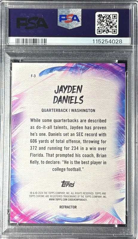 Jayden Daniels 2024 Topps Chrome Finesse Refractor Rookie RC PSA 10 SP view 2
