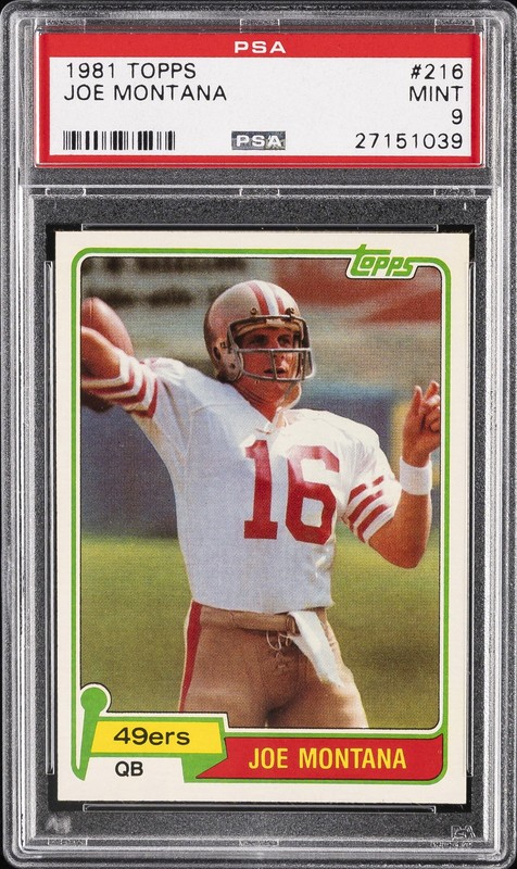 1981 TOPPS #216 JOE MONTANA ROOKIE RC PSA 9