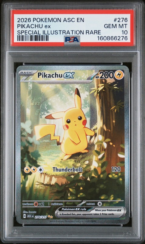 2026 POKEMON ASC EN-ASCENDED HEROES SPECIAL ILLUSTRATION RARE PIKACHU EX PSA 10