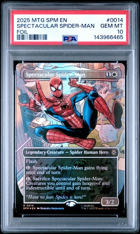 2025 MAGIC: THE GATHERING MARVEL'S SPIDER-MAN FOIL SPECTACULAR SPIDER-MAN PSA 10