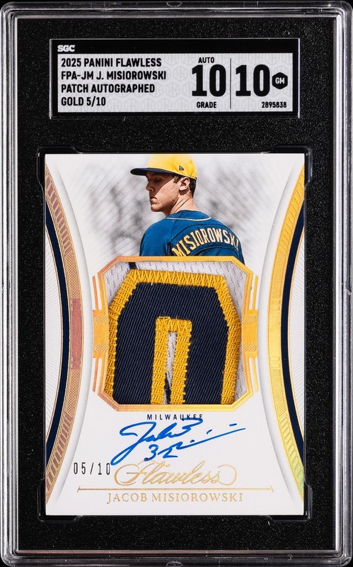 2025 PANINI FLAWLESS PATCH AUTO GOLD #FPAJM JACOB MISIOROWSKI /10 SGC 10 AUTO 10