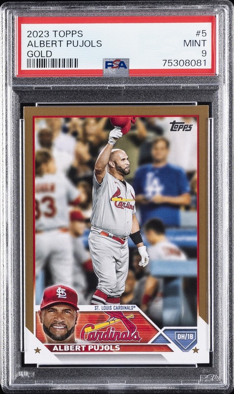 2023 TOPPS GOLD #5 ALBERT PUJOLS 318/2023 PSA 9