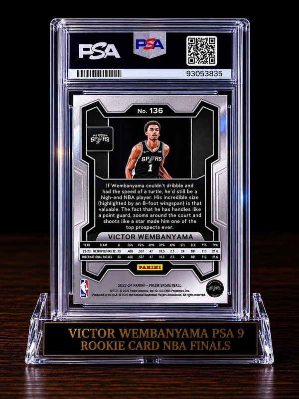 Panini 2023-24 Prizm Victor Wembanyama Rookie Base #136 PSA 9 Spurs view 2
