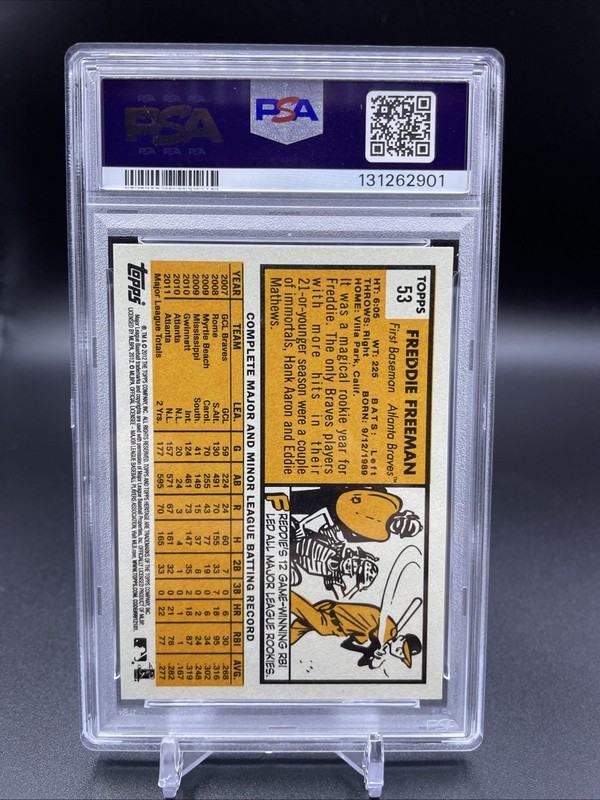 2012 TOPPS HERITAGE #53 FREDDIE FREEMAN BRAVES PSA 9 view 2