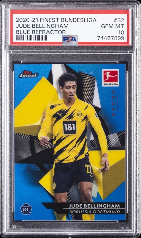 2020 TOPPS FINEST BUNDESLIGA #32 JUDE BELLINGHAM ROOKIE RC 110/150 PSA 10