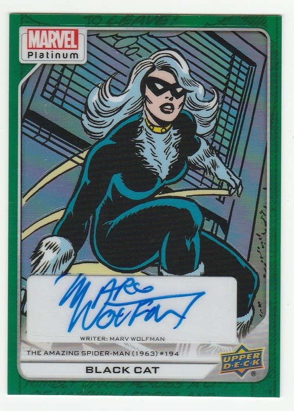 2023 MARVEL PLATINUM * GREEN AUTO * WRITER: MARV WOLFMAN * BLACK CAT * #2/5 !!!
