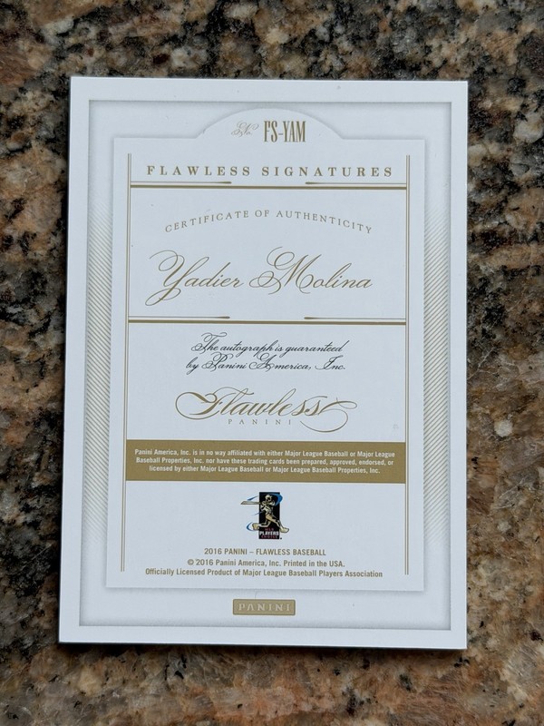 2016 Flawless Signatures Yadier Molina #10/15 AUTO CARDINALS YADI view 2