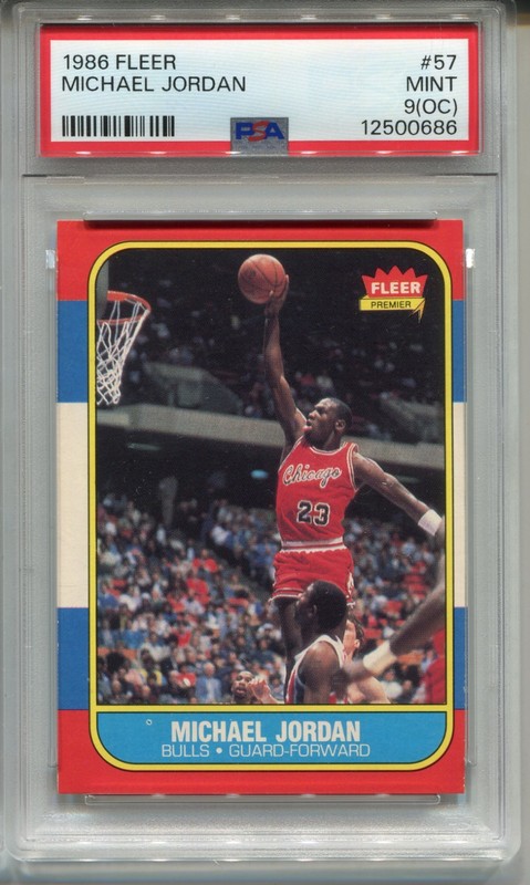 1986 Fleer Michael Jordan Rookie Card PSA 9 MINT OC Graded #57 Basketball