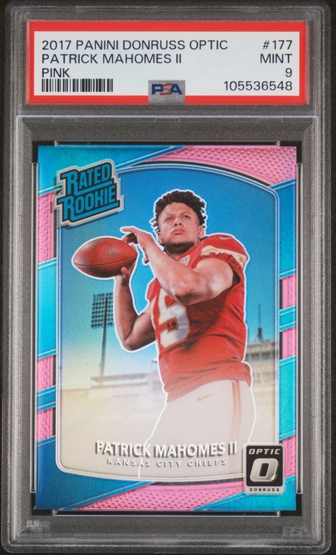 2017 PANINI DONRUSS OPTIC PINK #177 PATRICK MAHOMES II ROOKIE RC PSA 9