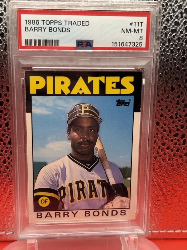 Topps 1986 Traded Barry Bonds Pittsburgh Pirates #11T Rookie Base PSA 8