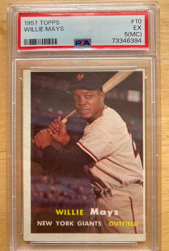 1957 Topps # 10 WILLIE MAYS HOF PSA 5 EX (MC)
