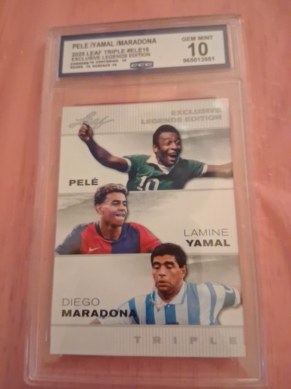 PELE / YAMAL / MARADONA 2024 Leaf Exclusive Legends Triple CCG Gem Mint 10