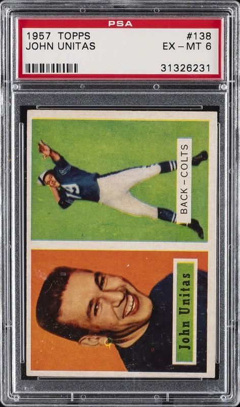1957 TOPPS #138 JOHN UNITAS ROOKIE RC PSA 6