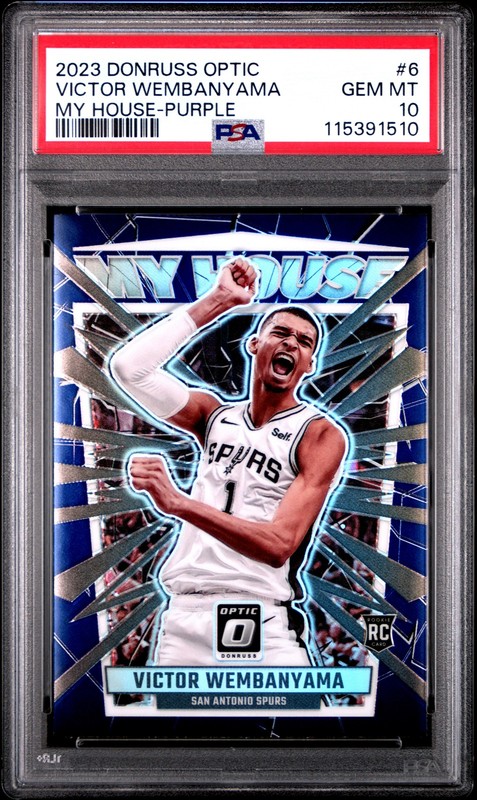 2023 PANINI DONRUSS OPTIC MY HOUSE PURPLE #6 VICTOR WEMBANYAMA RC PSA 10