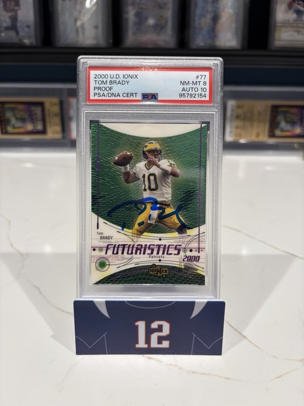 2000 UPPER DECK IONIX PROOF #77 TOM BRADY ROOKIE PSA 8 AUTO 10 INVEST GOAT HOF