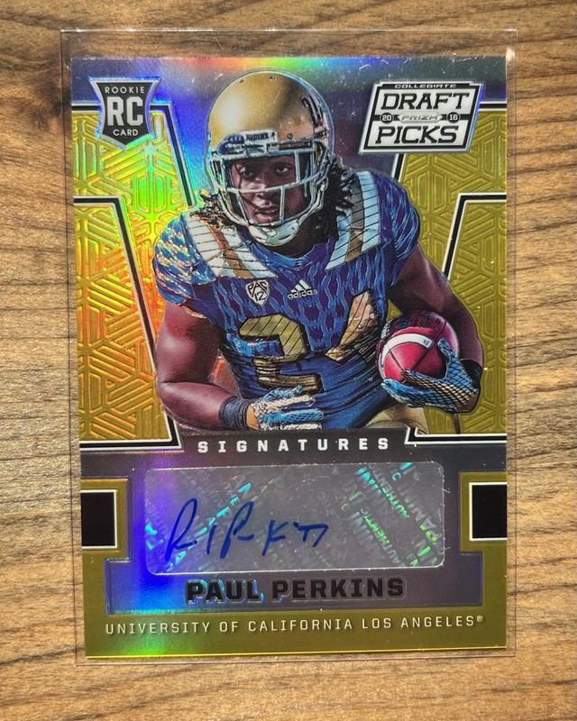 2016 Panini Prizm Collegiate Draft Picks Gold Auto Paul Perkins /10 view 1
