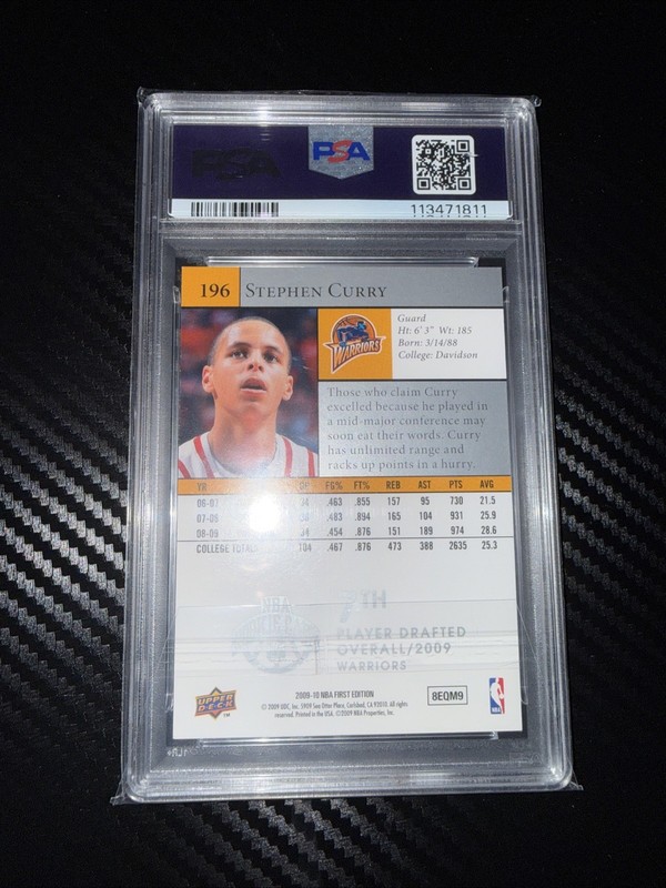 Stephen Curry 2009 Upper Deck First Edition #196 Rookie (RC) PSA 9 Mint view 2