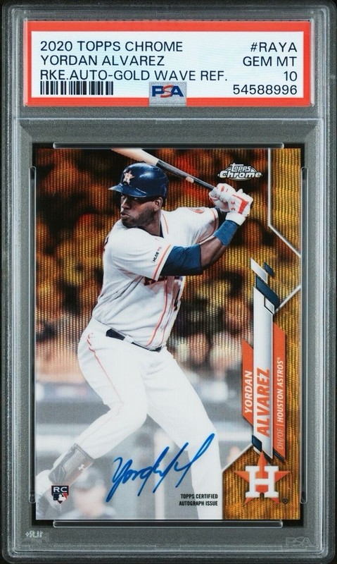2020 Topps Chrome Yordan Alvarez Gold Wave Refractor RC Auto /50 PSA 10