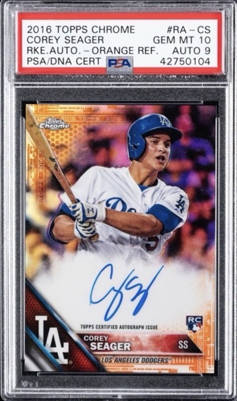 2016 Topps Chrome Corey Seager Orange Refractor RC Auto /25 PSA 10