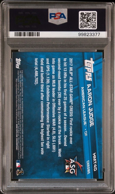 2017 Topps Chrome Update Aaron Judge RC PSA 10 view 2