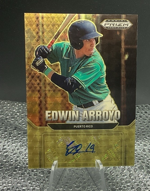Edwin Arroyo 2022 Prizm Draft Picks Gold Vinyl Auto 1/1 Cincinnati Reds