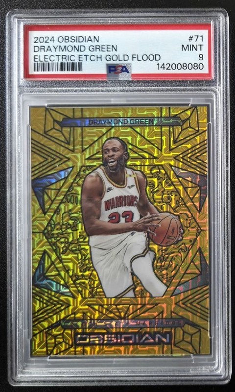 2024 Panini Obsidian Draymond Green /10 Electric Etch Gold Flood #71 PSA 9