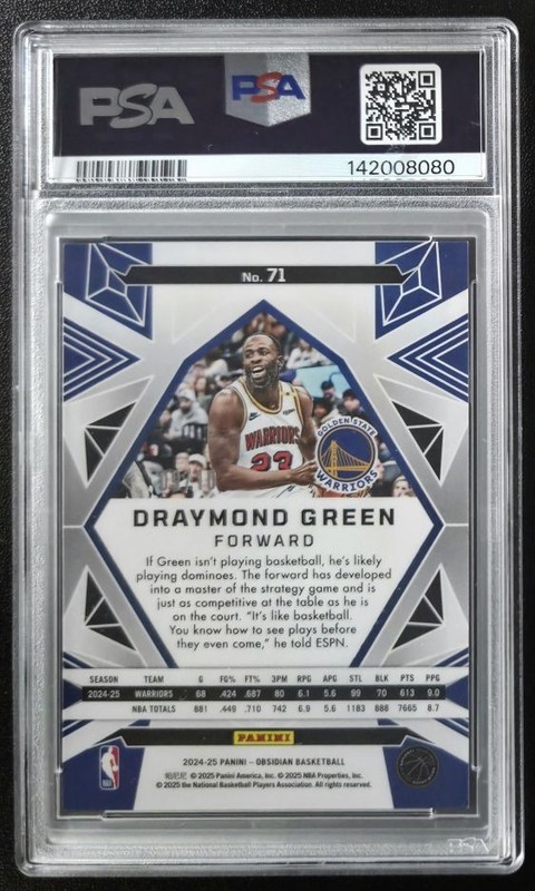 2024 Panini Obsidian Draymond Green /10 Electric Etch Gold Flood #71 PSA 9 view 2