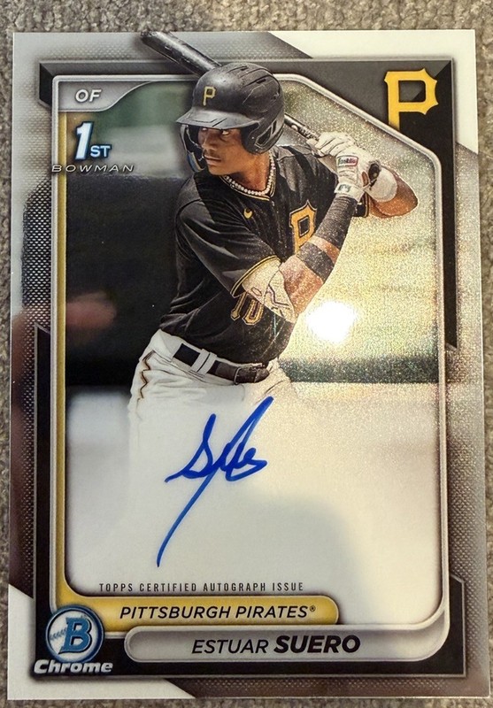 2024 Bowman Estuar Suero Auto #CPA-ES 1st Chrome Prospect Autograph Pirates