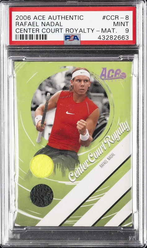 2006 ACE AUTHENTIC CENTER COURT ROYALTY MATERIALS RAFAEL NADAL #/250 PSA 9