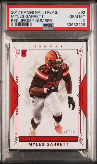 2017 Panini National Treasures - Myles Garrett Red Jersey Number /95 (RC) PSA 10