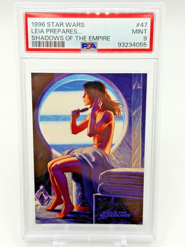 LEIA PREPARES FOR XIZOR 47 1996 TOPPS STAR WARS SHADOWS OF THE EMPIRE PSA 9 MINT