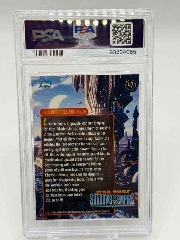LEIA PREPARES FOR XIZOR 47 1996 TOPPS STAR WARS SHADOWS OF THE EMPIRE PSA 9 MINT view 2