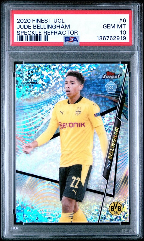 2020 TOPPS FINEST CHAMPIONS LEAGUE #6 JUDE BELLINGHAM ROOKIE RC 124/175 PSA 10