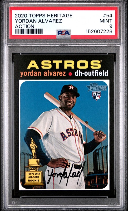 2020 TOPPS HERITAGE ACTION #54 YORDAN ALVAREZ PSA 9