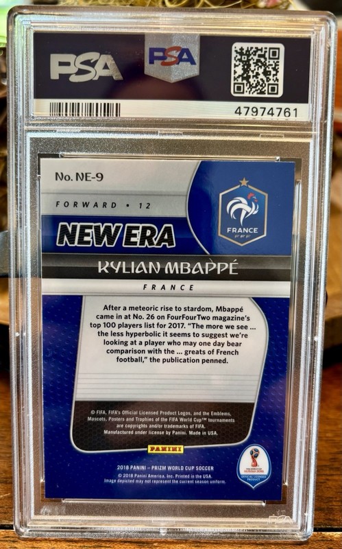 PSA Mint 9 2018 Panini Prizm World Cup #80 Kylian MBappe France Rookie Card view 2