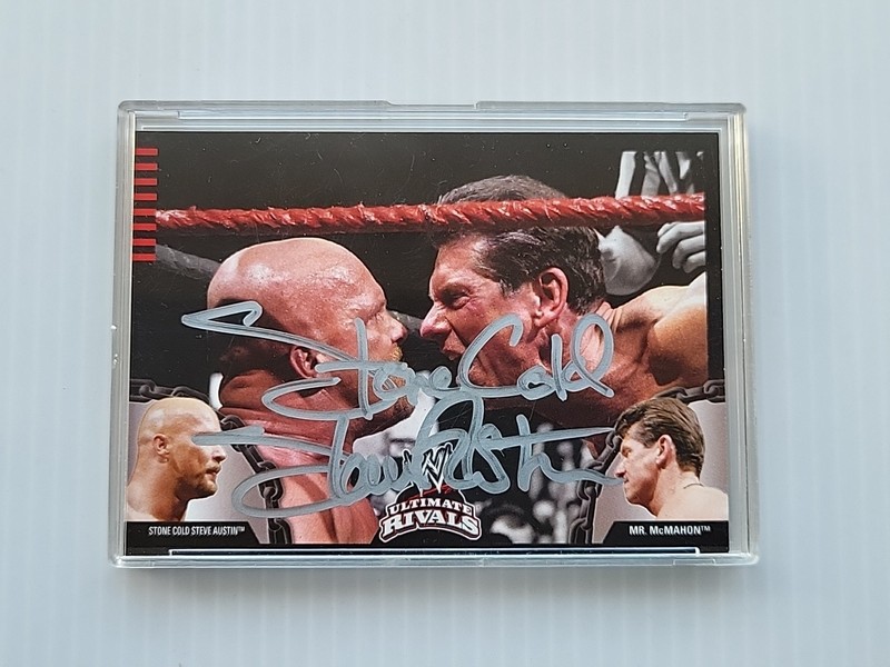 STONE COLD STEVE AUSTIN HandSigned Auto 2008 Topps WWE Ultimate Rivals #42 W/COA