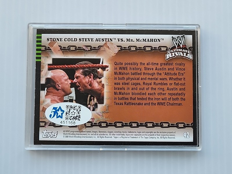 STONE COLD STEVE AUSTIN HandSigned Auto 2008 Topps WWE Ultimate Rivals #42 W/COA view 2