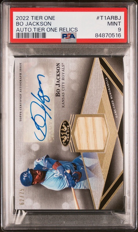 2022 Topps Tier One Relic Auto Bo Jackson #T1AR-BJ /75 PSA 9 Game Used Bat