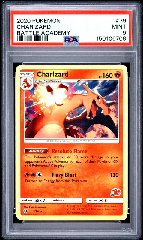 2020 POKEMON BATTLE ACADEMY #39 CHARIZARD PSA 9