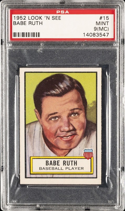 1952 LOOK 'N SEE #15 BABE RUTH PSA 9 MC