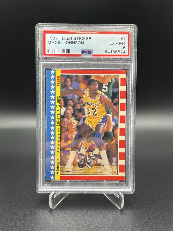 1987 Fleer Sticker Magic Johnson #1 PSA 6 Lakers HOF Vintage Basketball