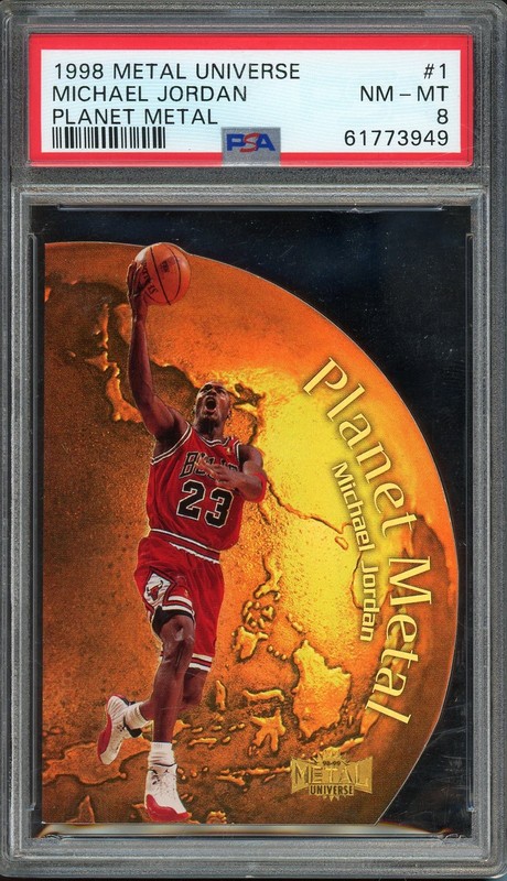 1998 Metal Universe #1 Michael Jordan Planet Metal PSA 8