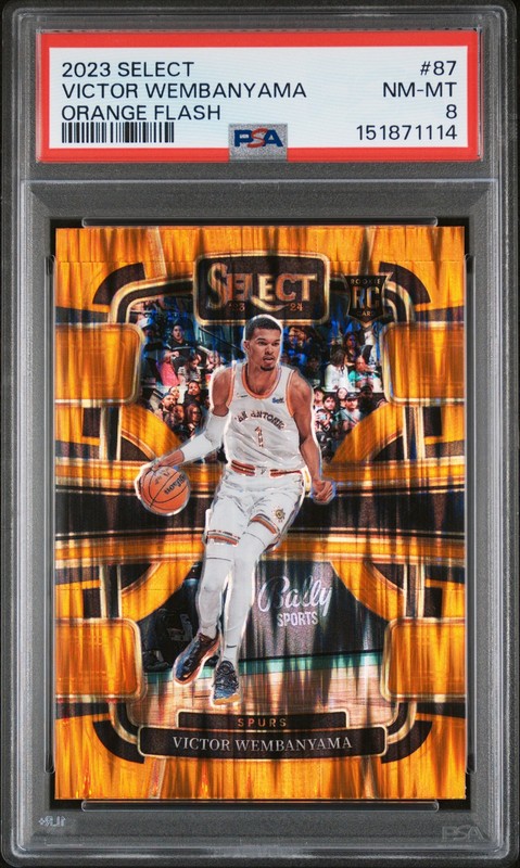 2023 PANINI SELECT ORANGE FLASH #87 VICTOR WEMBANYAMA PSA 8
