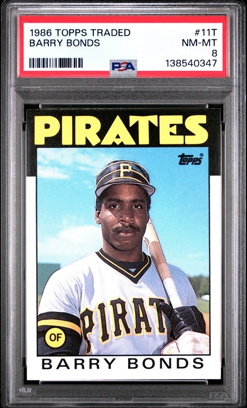 1986 TOPPS TRADED #11T BARRY BONDS ROOKIE RC PSA 8