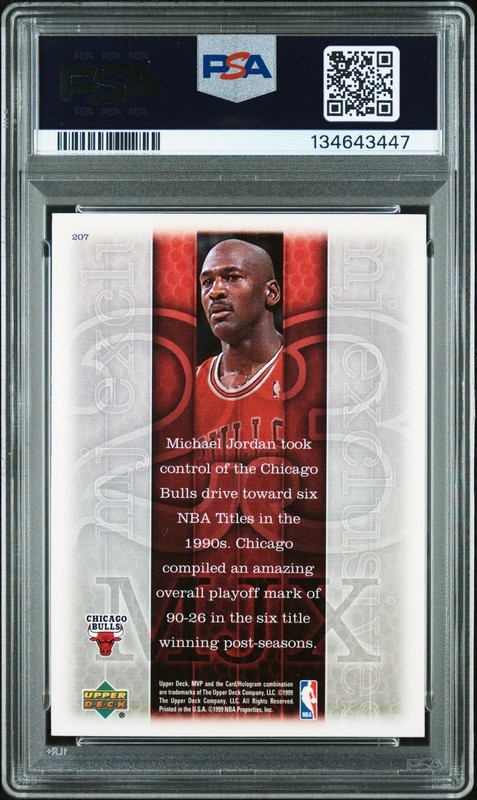 1999 UD MVP #207 MICHAEL JORDAN PSA 6 view 2